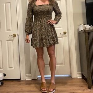 Green floral boho dress